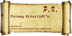 Polony Krisztián névjegykártya